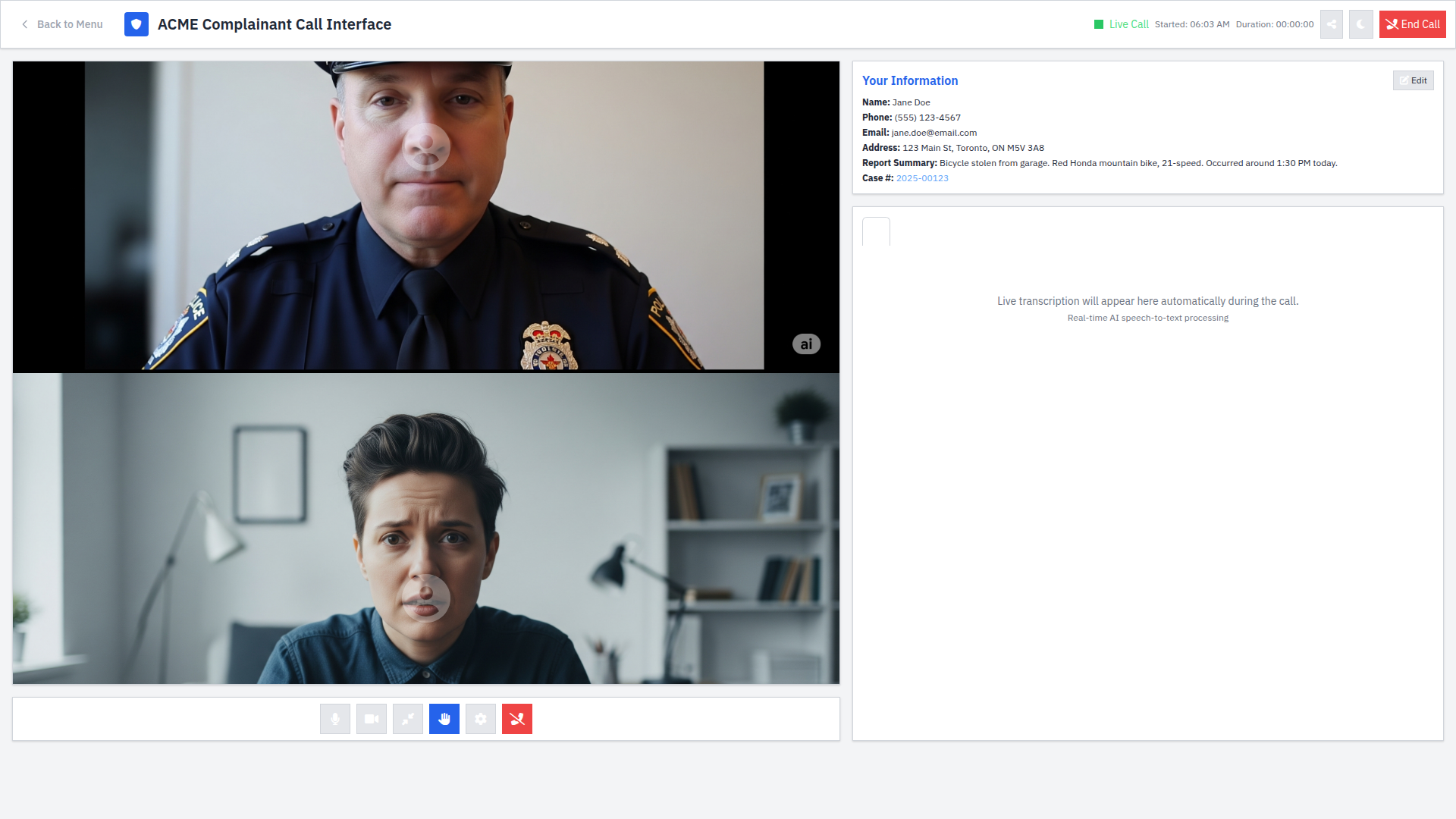 Complainant Interface Preview